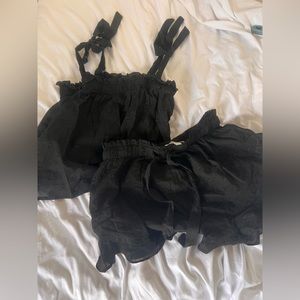 Cleobella Intimates flowy black heart stamped pajama set worn once